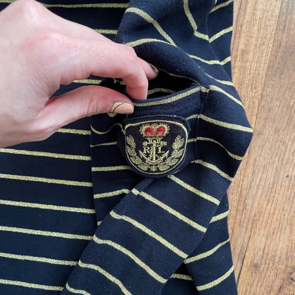 Lauren Ralph Lauren 3/4 Sleeves Navy and Gold Shirt - Picture 11 of 11